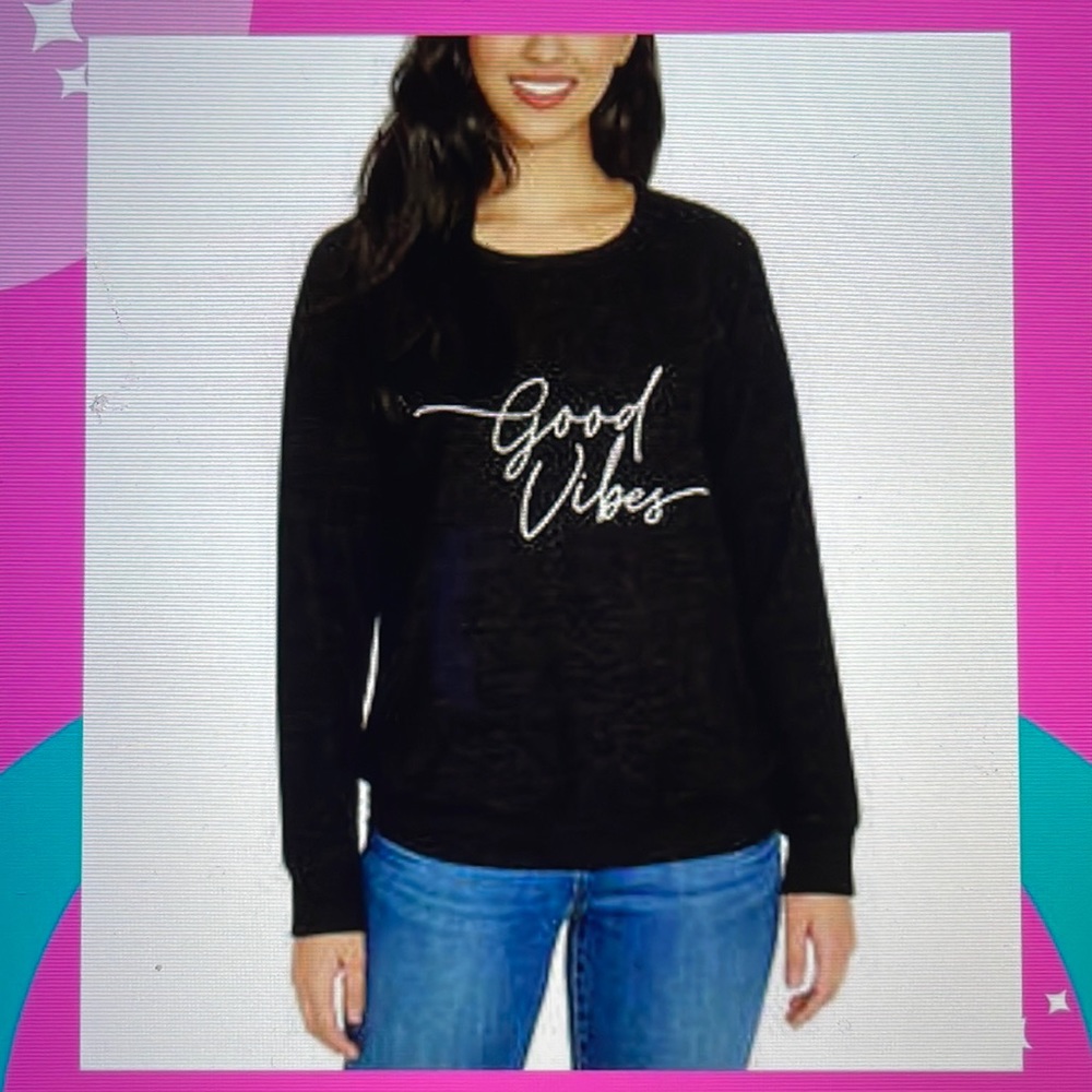 Last one XXL! ! ladies printed cozy top Good vibes:❤️ - Picture 2 of 5